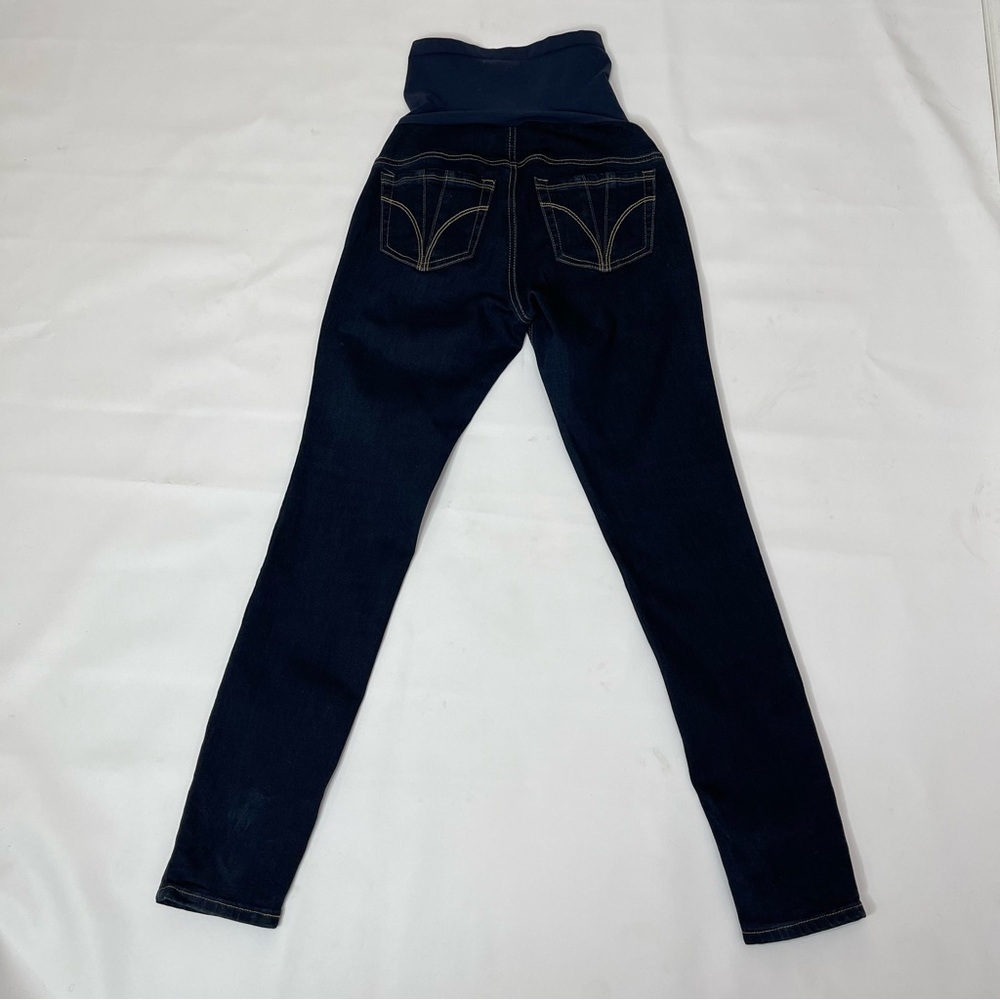 Indigo Blue Maternity Secret Fit Belly Jeans Size SP Skinny Leg Dark Wash Blue - Picture 14 of 14